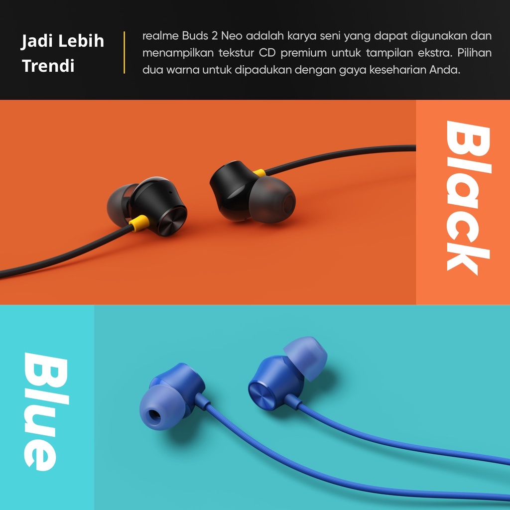 realme Buds 2 Neo In-ear Headphones Wired Earbuds - Hitam