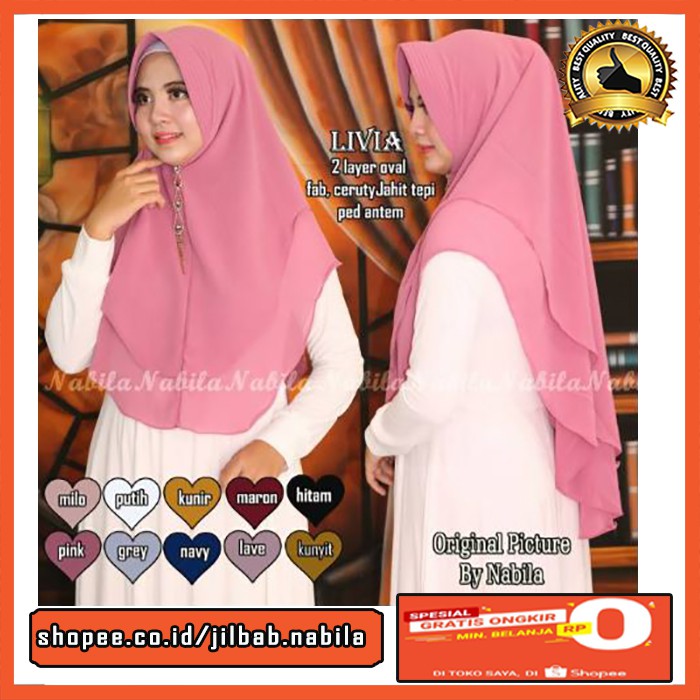 Khimar Syari'i KERUDUNG INSTAN JILBAB CERUTI khimar 2-layer