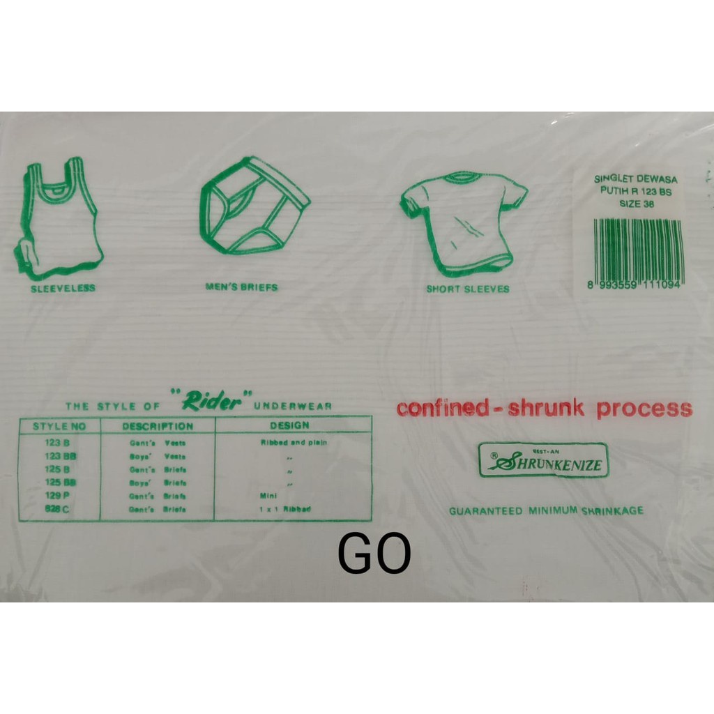 gos RIDER SINGLET PRIA R123B Kaos Dalam Cowok Knitwear Pakaian Dalam Laki Dewasa Tanpa Lengan