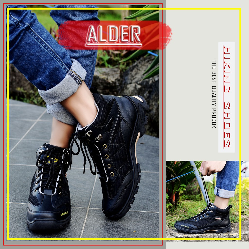 ALDER Sepatu Gunung Pria Model Boots tinggi Size 39-43 Sol karet upper kulit sintetis Sepatu Pria