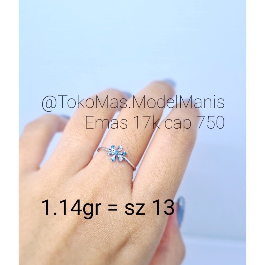 Cincin Frozen UBS disney emas putih dan rose gold 750 kadar 17 K