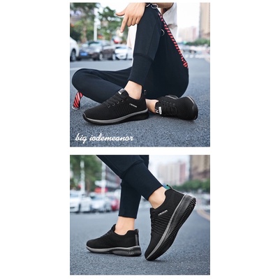 1001 IMPORT SEPATU SNEAKERS PRIA SPORT WOVEN + BOX DAN KAOS KAKI !!! - HITAM