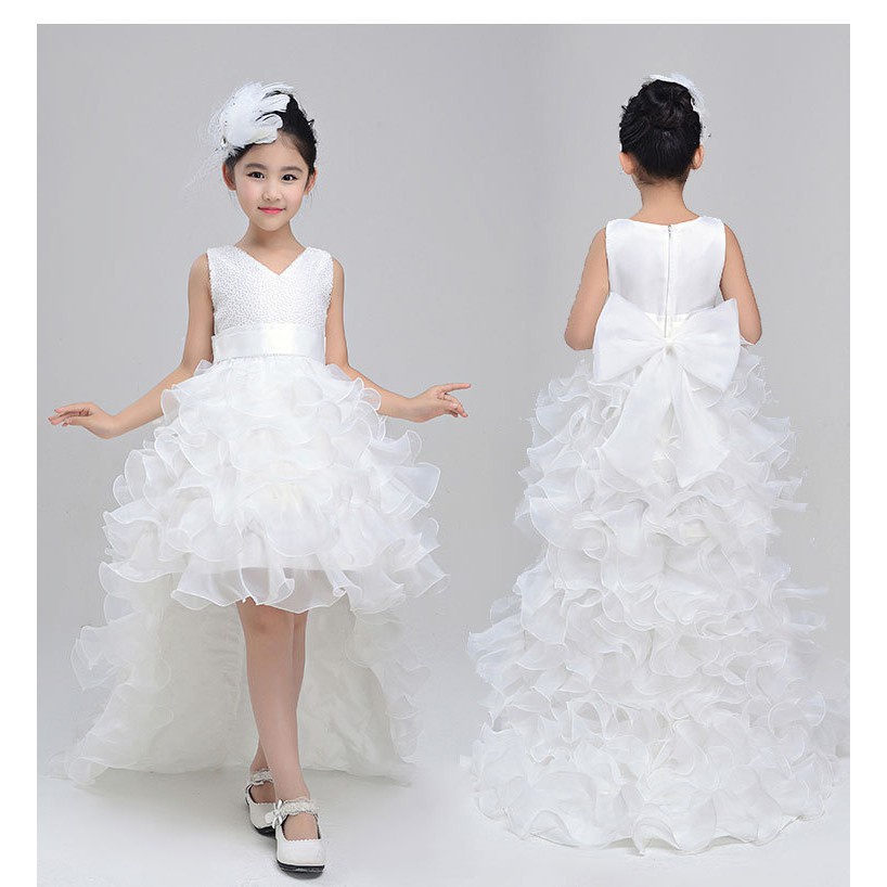 Kid Long Tail Price Dress Girl Tutu Gaun Gaun Bola Bola Big-simpul Big-simpul