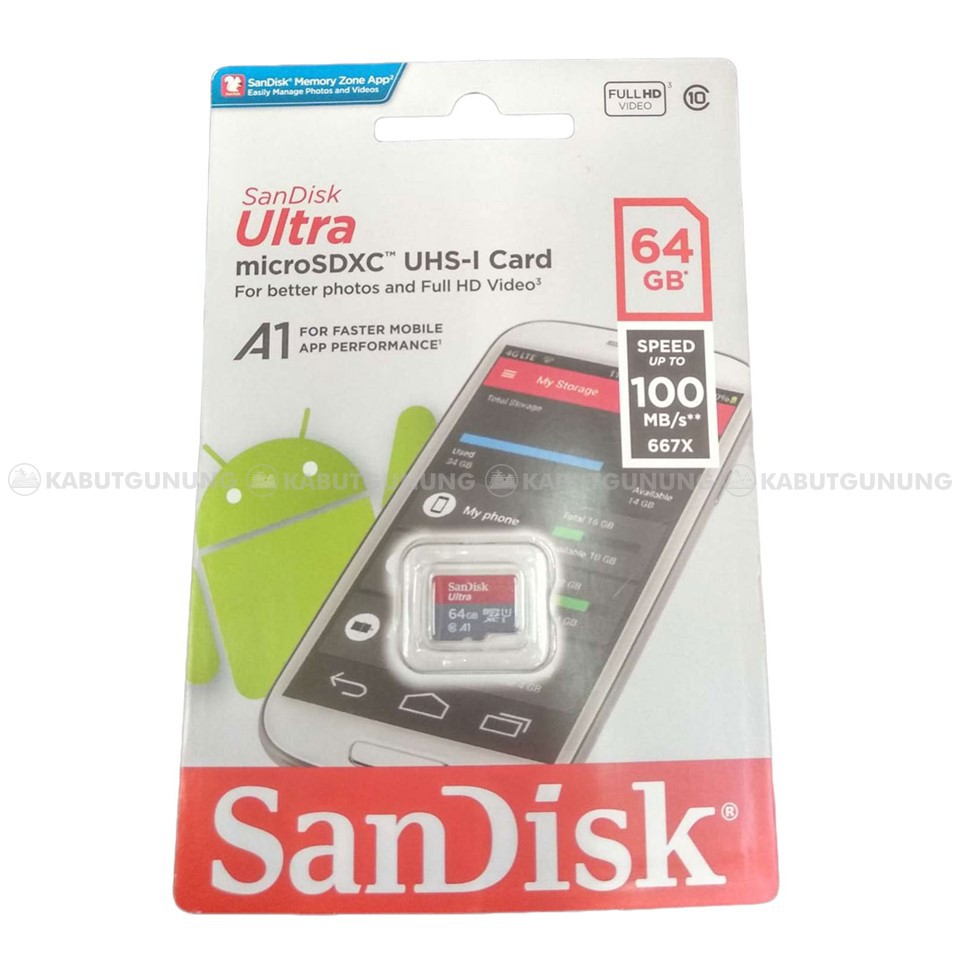 GS8 64 GB Memory Card MicroSD Ultra microSDHC Card UHS-I Class 10 A1 (100MB/s) 64GB Micro SD HP Android Camera KameraSDSQUAR