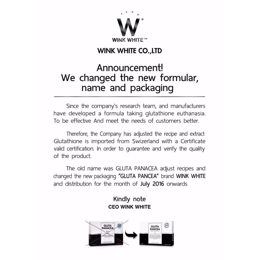 GLUTA PANCEA BY WINK WHITE THAILAND ORIGINAL - PANACEA NEW