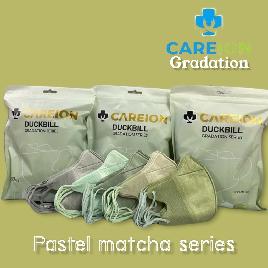 DB CAREION 4PLY GRADASI PASTEL MIX SHRIMPOWDER SHRIMPINK MATCHA - MASKER DUCKBILL CAREION 4PLY GRADATION MIX TERBARU