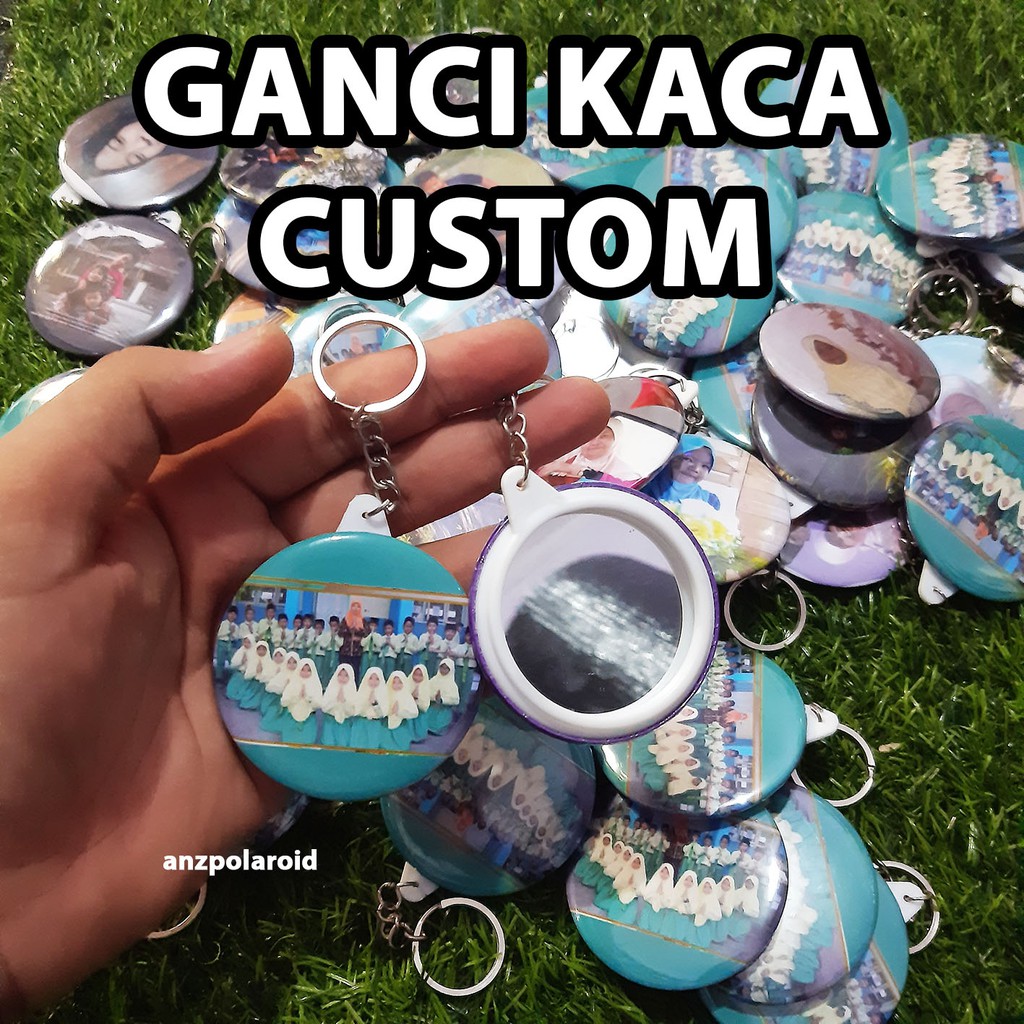 GANTUNGAN KUNCI KACA / CERMIN MIRROR 58mm CUSTOM SOUVENIR MURAH