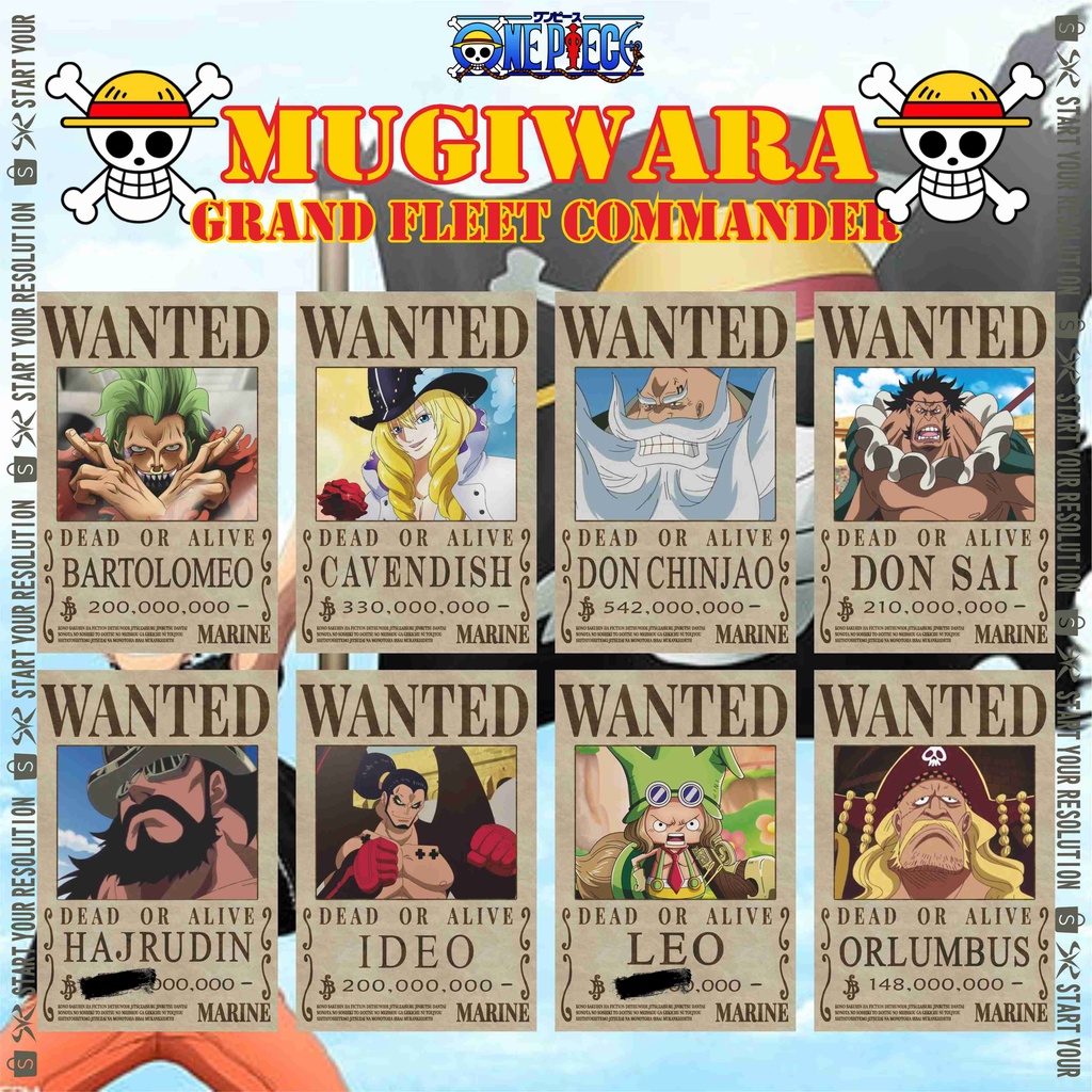 Jual Poster Anime Manga Wanted One Piece Bounty Straw Hat Grand Fleet 