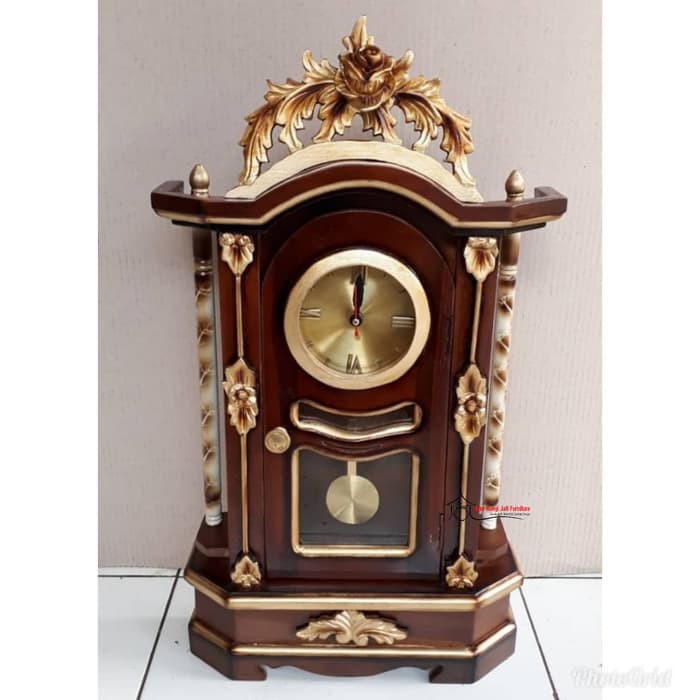 Jam Meja Jati Mawar Jam Hias Meja Dekorasi Meja