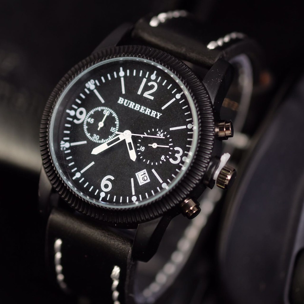 Jam Tangan Pria Wanita Burberry Date Leather