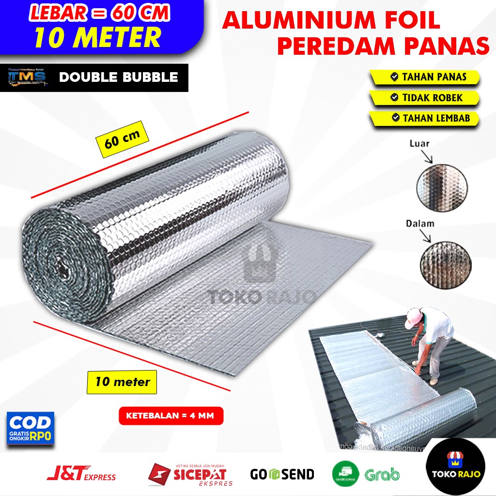 ( 10 METER ) Aluminium Foil Bubble Alumunium Foil Bubble Peredam Panas Atap Lebar 60 cm