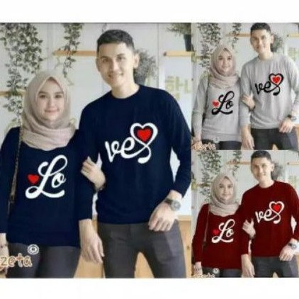 jaket pria wanita KAOS COUPLE JUMBO lengan panjang LOVE big size M L XL 6XL / kaos tshirt jumbo