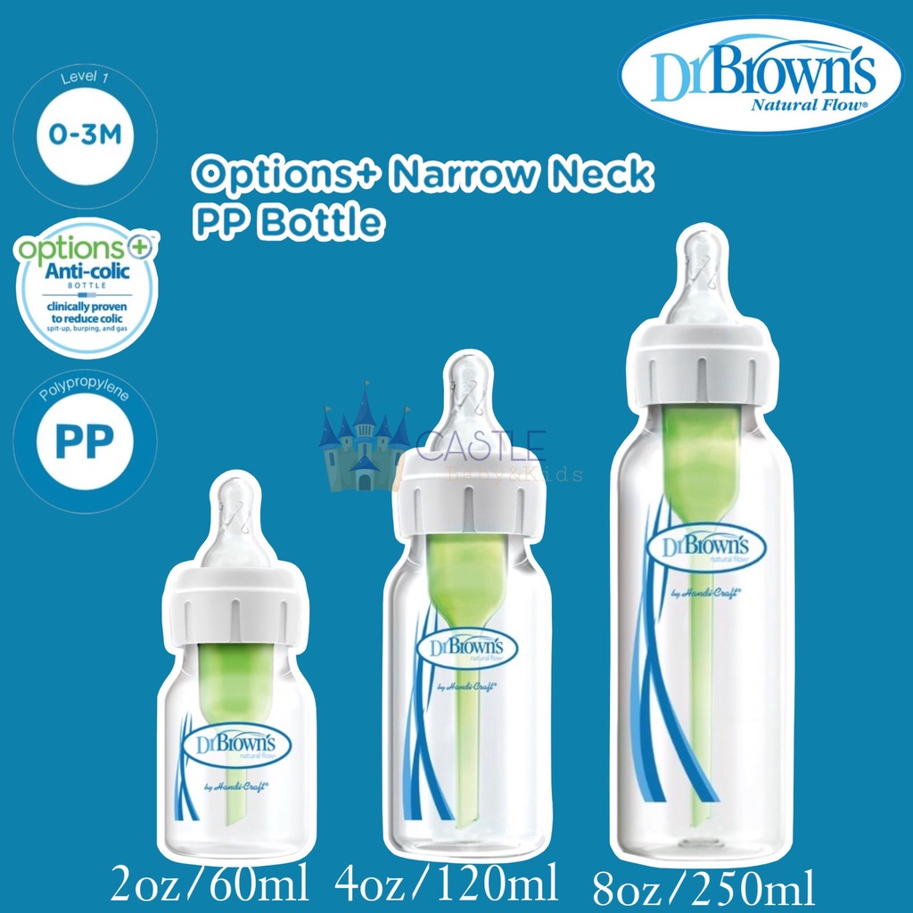 Dr. Browns Options+ Narrow Bottle Anti Kolik 4oz / 120ml Blue Botol Susu 60ml SB21401