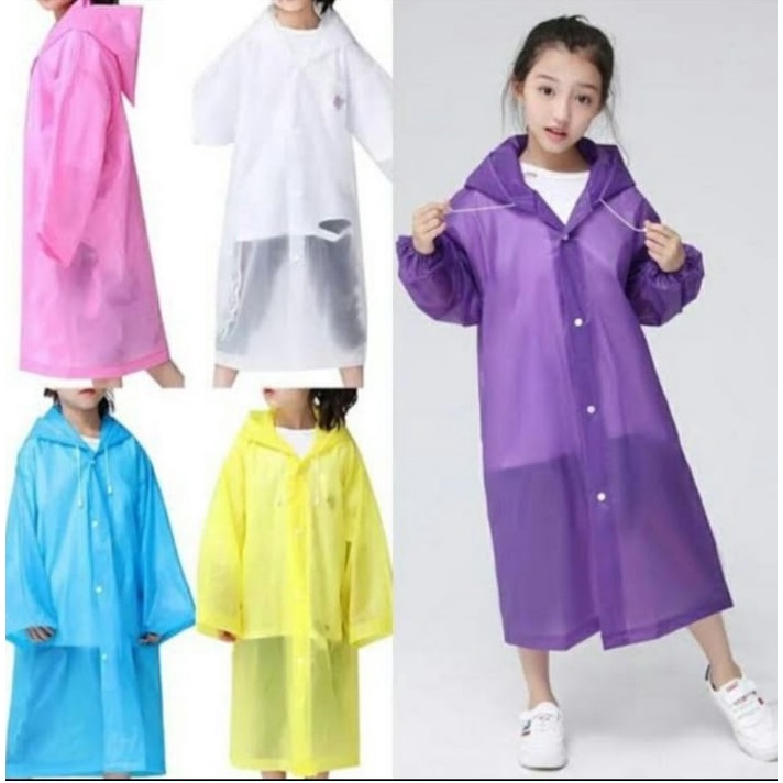 Jas Hujan Anak Eva Ponco Polos Best Raincoat / Mantel Anak-anak