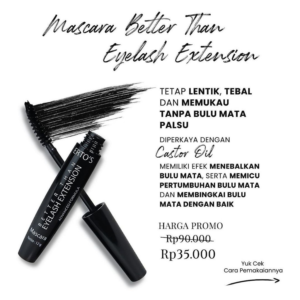 ERTOS Mascara - Better Than Eyelash Extension / Penebal Pelentik Bulu Mata