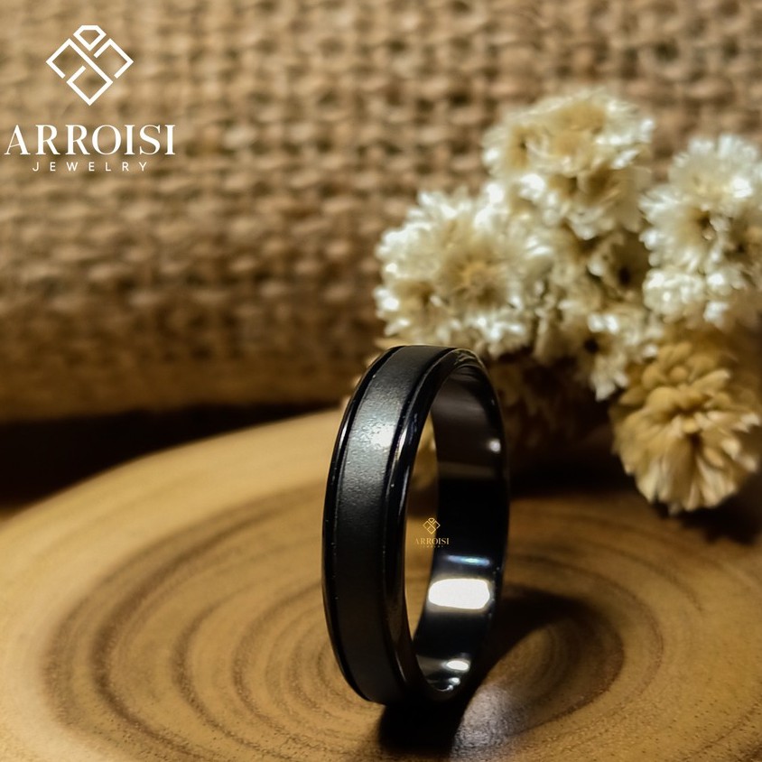 Cincin Single Pria Perak Hitam cincin Tunangan Jakarta Barat