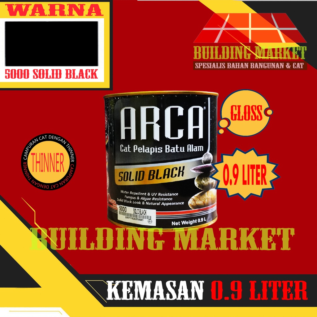 CAT PELAPIS BATU ALAM CAT BATU ALAM ARCA 5000 SOLID BLACK 0.9 LITER