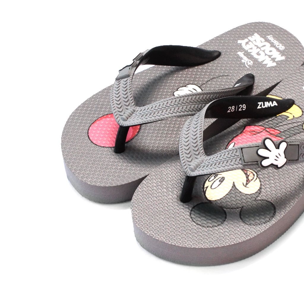 Zuma Kids Boys x Disney Mickey Silver, Sandal Jepit Anak Laki-laki Karet Karakter, Abu-abu