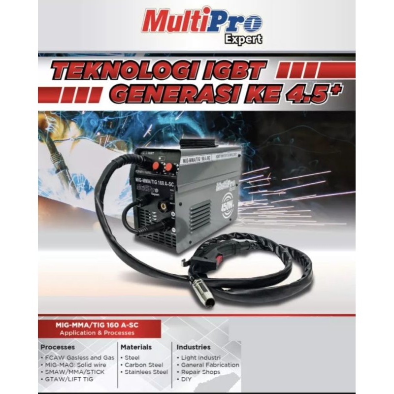 MULTIPRO WELDING MACHINE Expert Series MIG-MMA/TIG 160 A-SC Mesin Las TIG 450 Watt