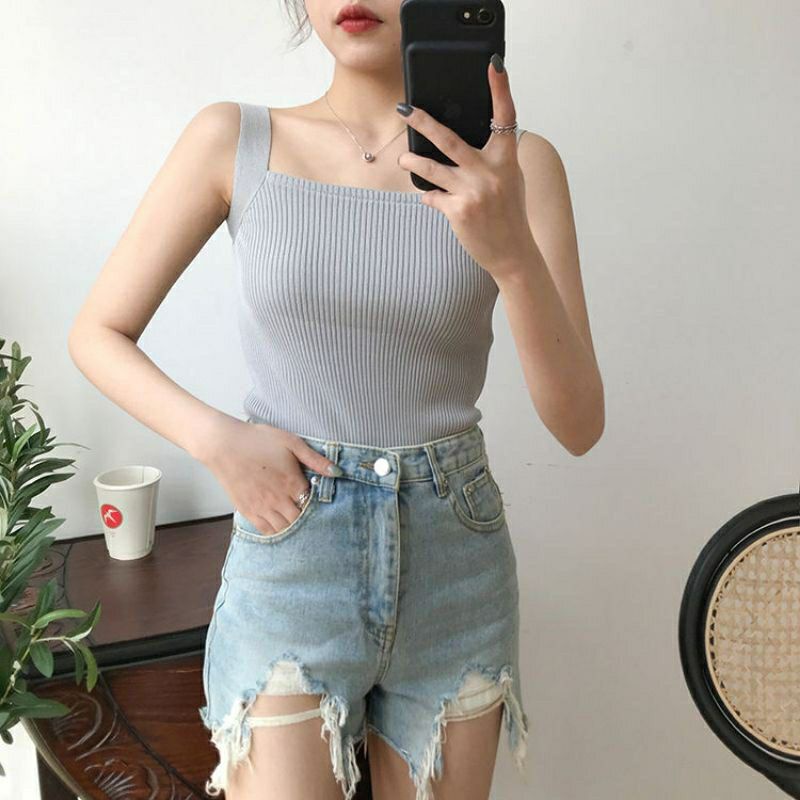 Tanktop Rajut Model Korean Street style(bahan meral)