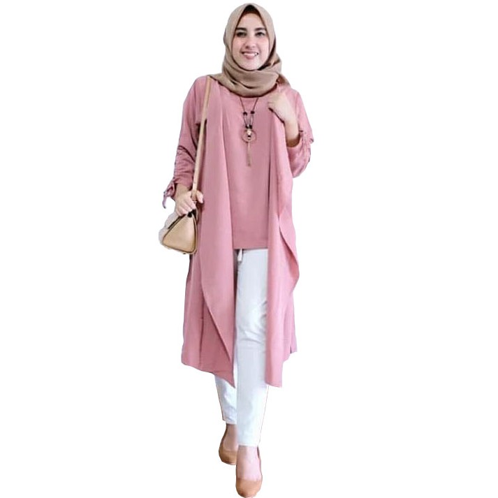  Baju Atasan Wanita Muslim Tisha Tunik fit to XL Shopee 