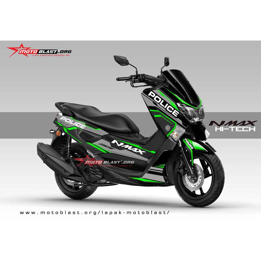 Decal Stiker Yamaha NMAX BLACK GREEN HITECH POLICE