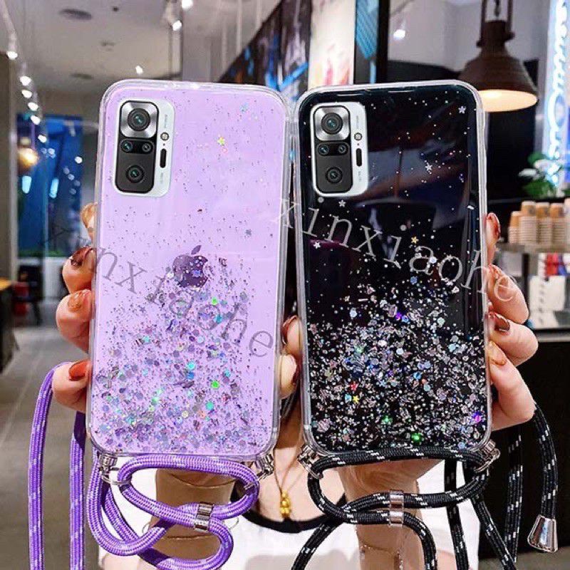 Case Tali Nagita Xiaomi Redmi Note 10 10S 10 Pro Lanyard Glitter Gantungan