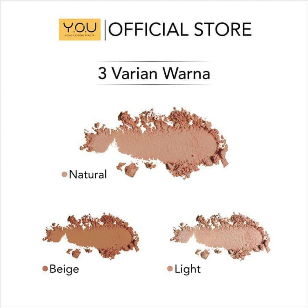 Bedak Wajah Matte Padat YOU Y.O.U Two Way Cake Compact Powder Light