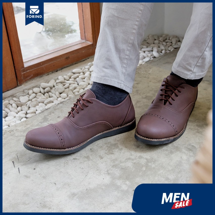 Oxford Brown | Sepatu Pantofel Santai Kerja Kantor Kuliah Pria Cowok Men Laces | FORIND x Lvnatica