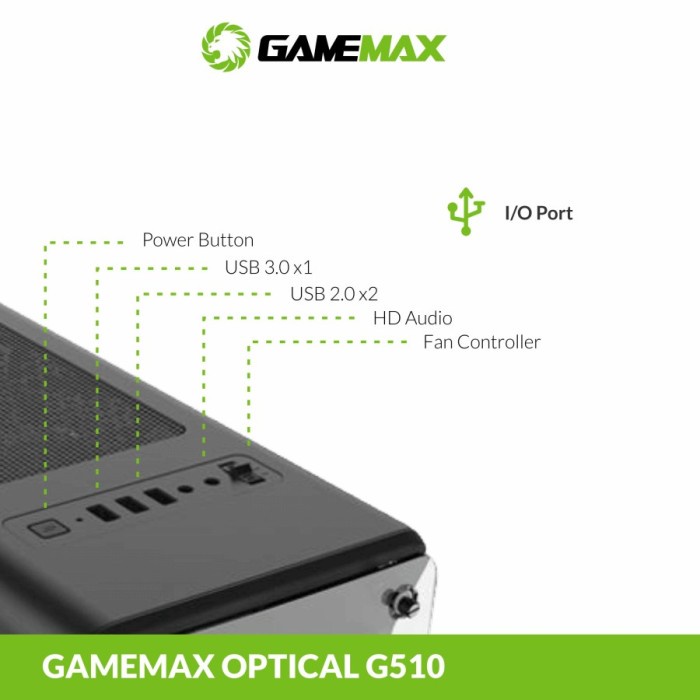 Casing Komputer Gaming Gamemax OPTICAL G510 include 4 Fan