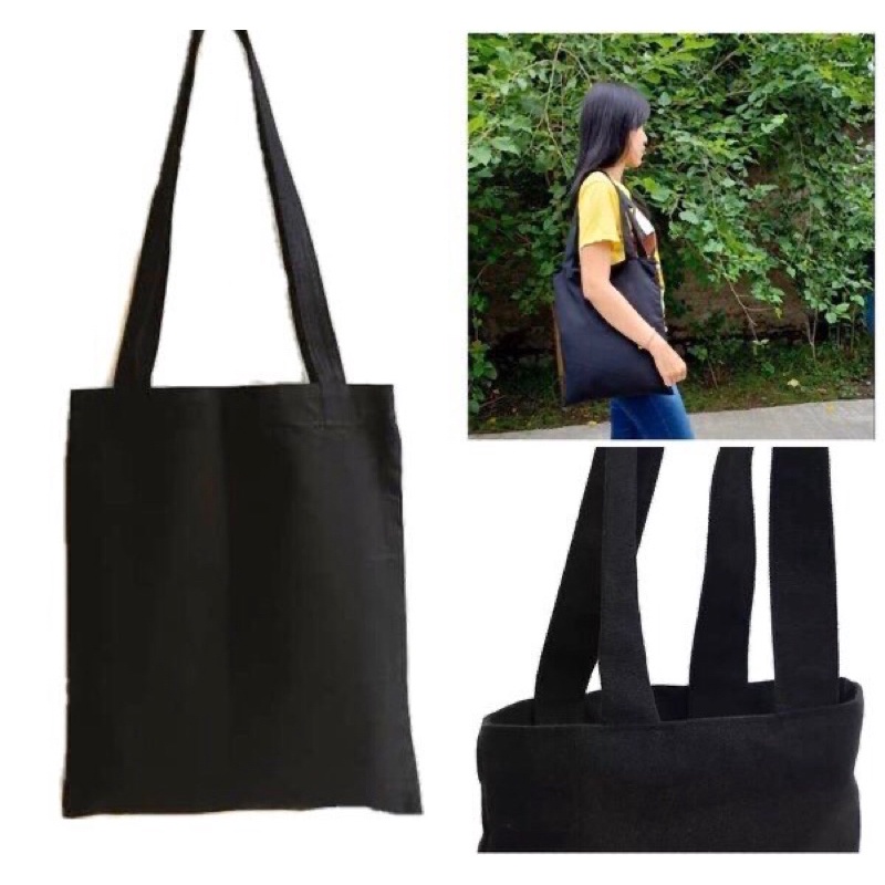 Tote Bag polos Bahan Kanvas Tebal dengan Resleting