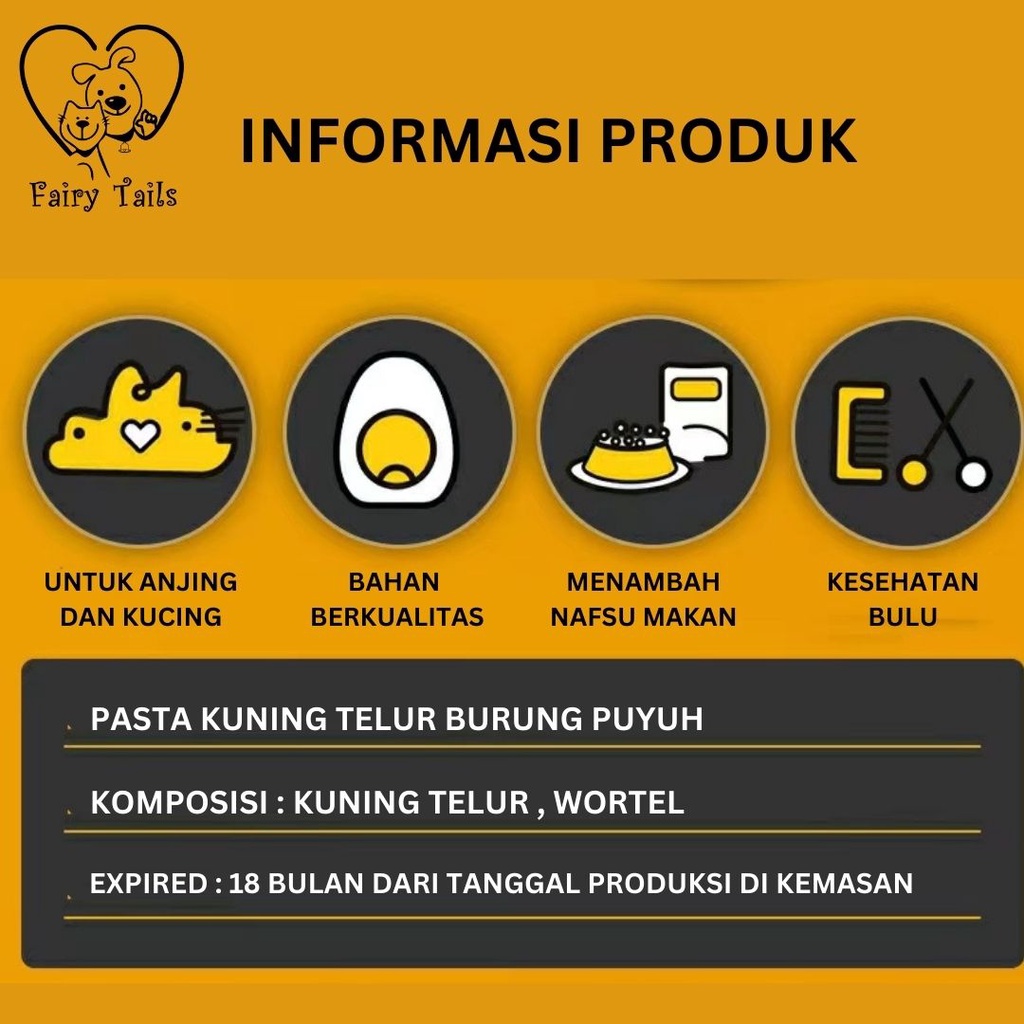 Snack Makanan Basah Kuning Telur Burung Puyuh Pouch 50gram Untuk Anabul Anjing dan Kucing Nutrisi Tambahan Kaya Vitamin dan Mineral / Quail Egg Yolk Wet Food Snack Topping For Pet Dog and Cat