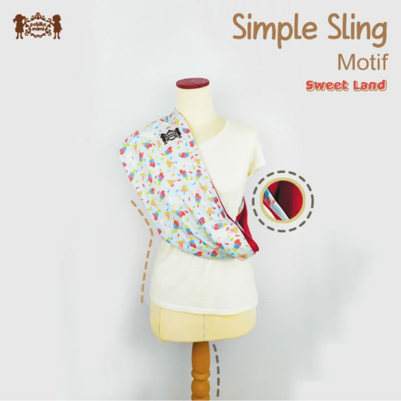 Petite Mimi Gendongan Kaos Geos Motif Reversible Simple Sling