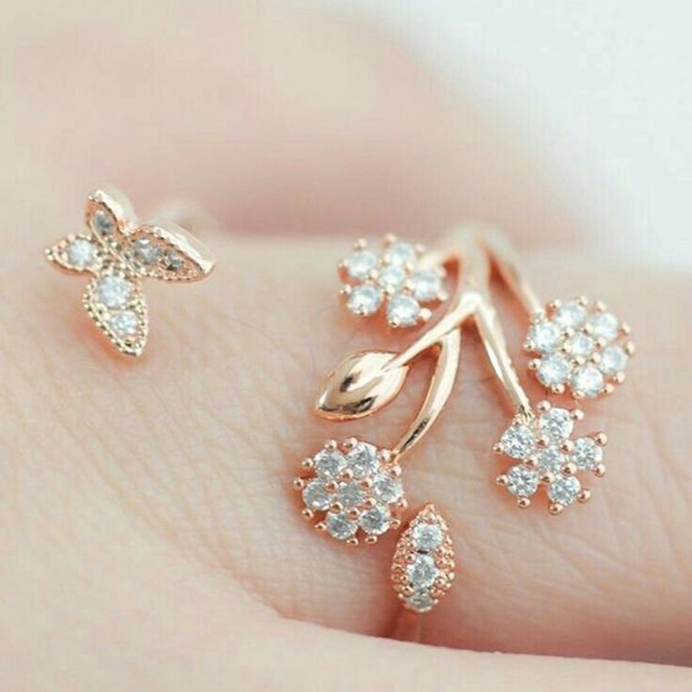 Hu Hu Hu Hu Hu Alat Bantu Pasang Kacamata♡ Perhiasan Cincin Tunangan Desain Kupu-Kupu Warna Silver Untuk Wanita