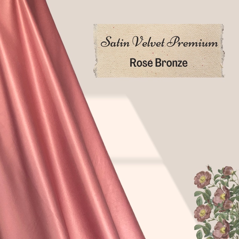 Kain Dasar Satin Saten Silk Velvet Premium Furing Bahan Kebaya Inner Kebaya Gamis Bisa Untuk Baground Foto Produk Warna Rose Bronze