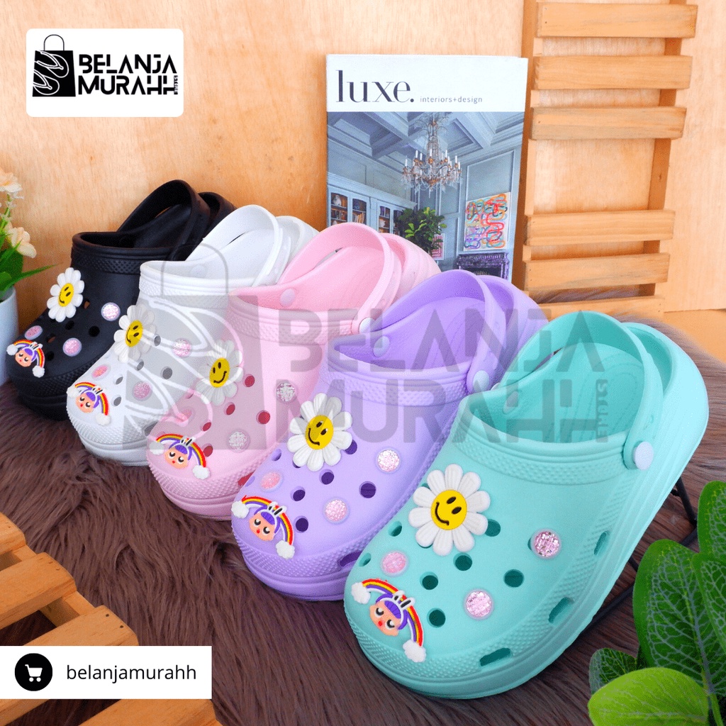 Wedgess Wanita Crocs Classic Korean Style / Sandal Kodok wanita polos Anti slip Warna cantik