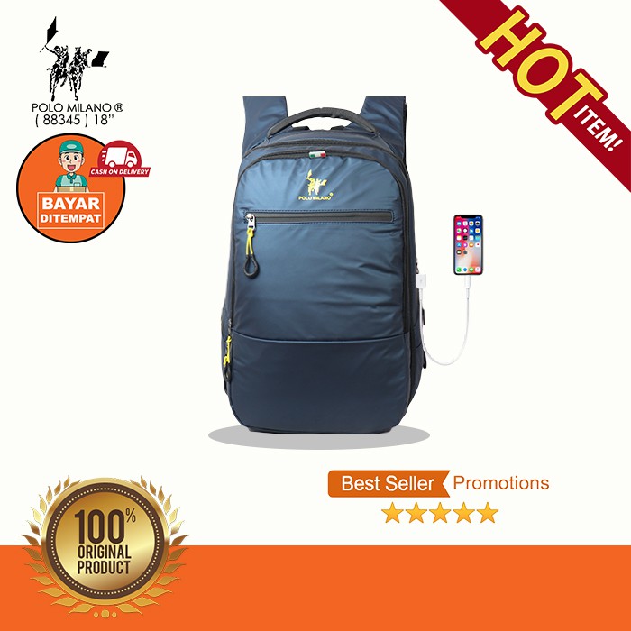 BEST PRODUK TAS RANSEL Tas Pria IMPORT POLO MILANO - 88345 - TAS RANSEL KEKINIAN MODEL CASUAL ANTI AIR