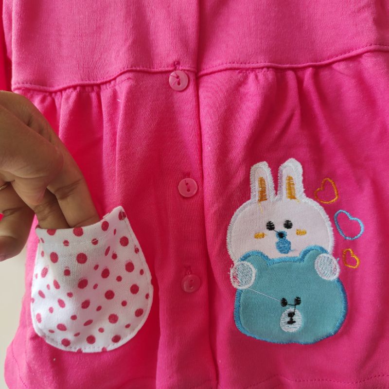 YEIKO KANCING WARNA Setelan Babydoll piyama baju celana panjang harian rumahan anak bayi