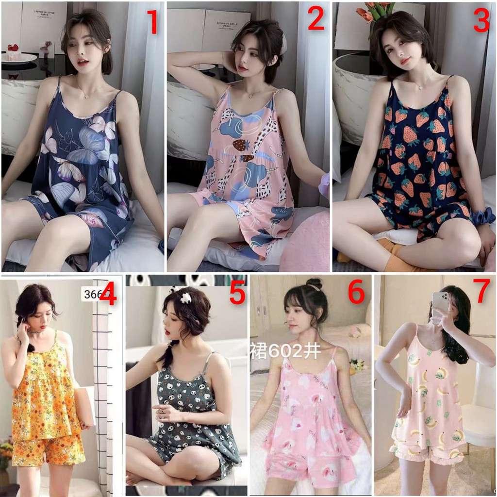 baju tidur tanktop tali wanita bahan spandex import