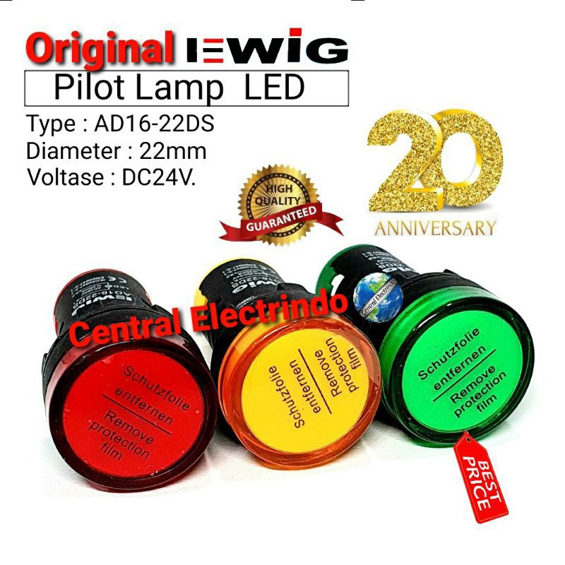 Pilot Lamp LED DC24V AD16 22DS 22mm EWIG Premium.