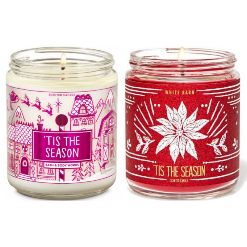 BATH &amp; BODY WORKS BBW TIS THE SEASON MADE WITH ESSENTIAL OILS WHITE BARN 1 SINGLE WICK SCENTED CANDLE 198 G PENGHARUM RUANGAN