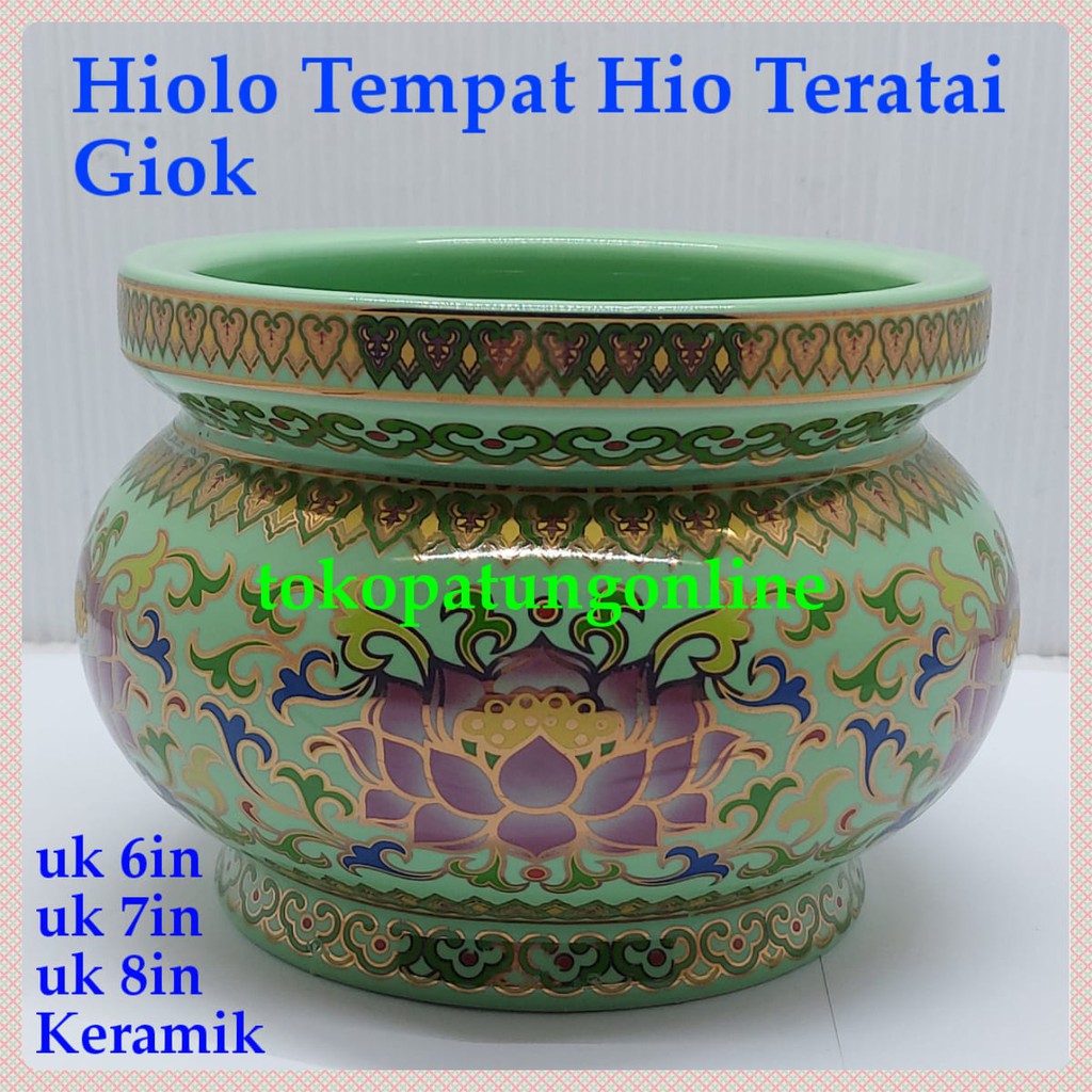 Hiolo Tempat Hio Keramik Hijau 7 in