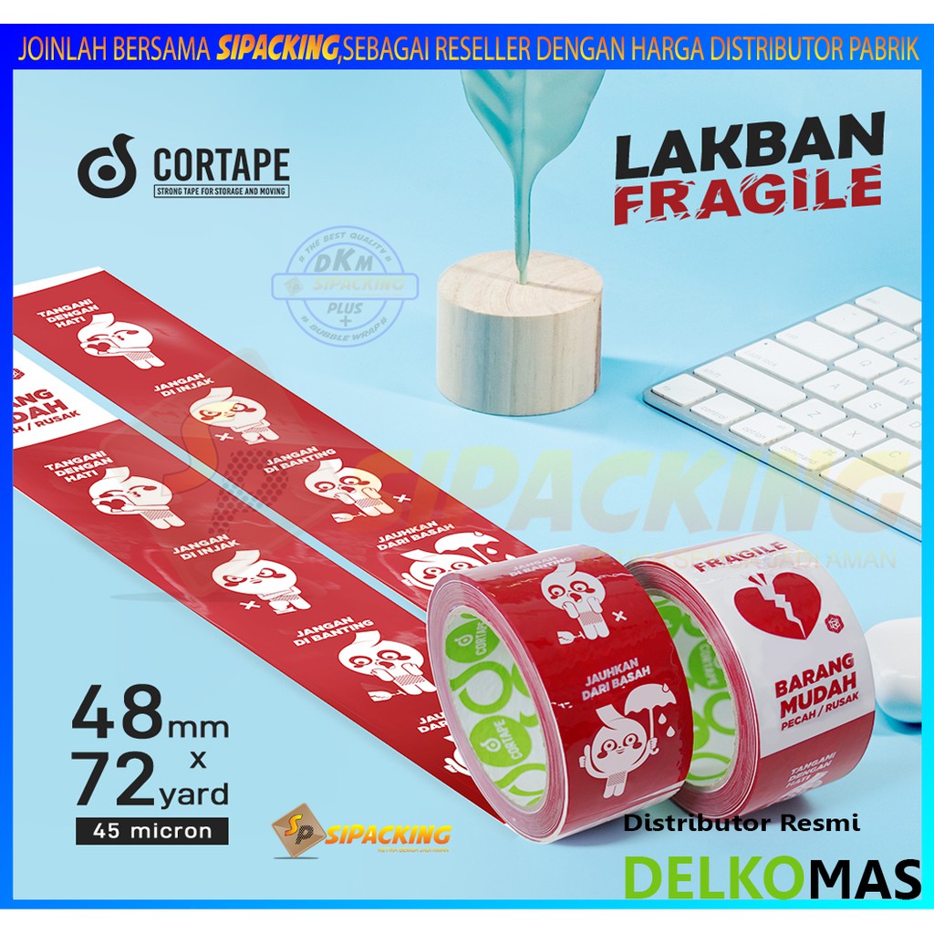 

LAKBAN CORTAPE FRAGILE MASCOT (ISOLASI-SELOTIP) 48mm x 72yard