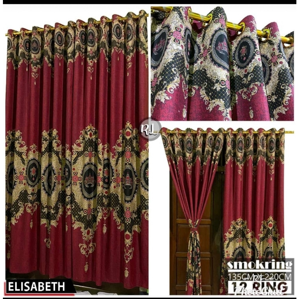 Gorden Polos Embos murah smokring 12 lubang Pintu Jendela Gorden Coklat polos Gordyn Hordeng Tirai-ELISABET T220X135