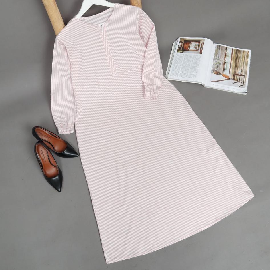 Bagus Banget.. Baju Gamis Wanita Dewasa Terbaru Bahan Katun Dealova Kekinian Gamis Salur Wanita Rema