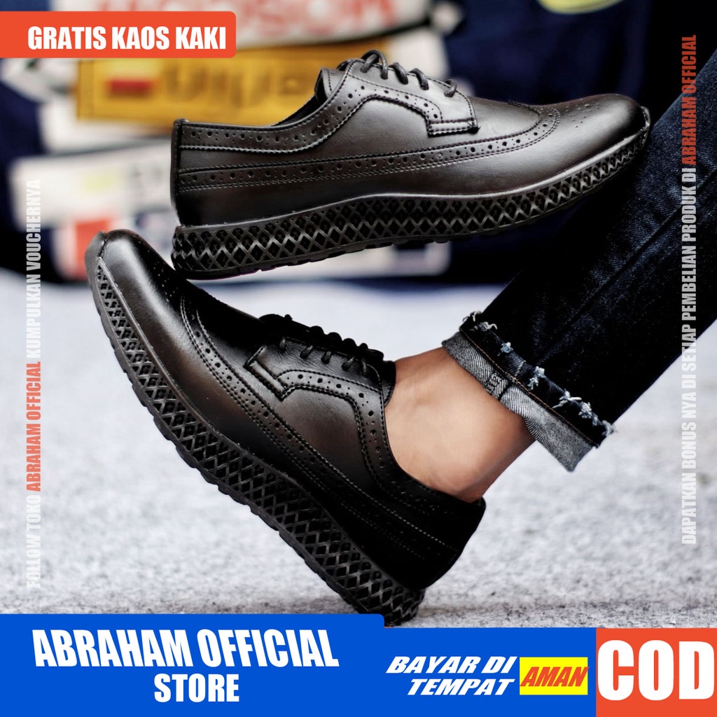 ABRHM x JHON Sepatu Kasual Pria Sepatu Casual Pria Kulit Pu Sepatu Pria Casual Cowok/Cowo Ori Sepatu Kerja Kantor Semi Formal Kuliah Kondangan Gaya keren Kekinian Murah Terlaris