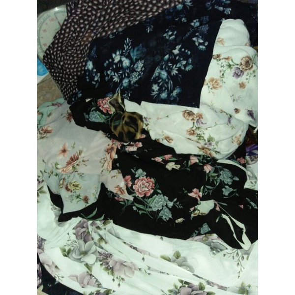 Kain Sifon Motif Lebar 150 cm Bahan Kiloan untuk Gamis dan Kerudung