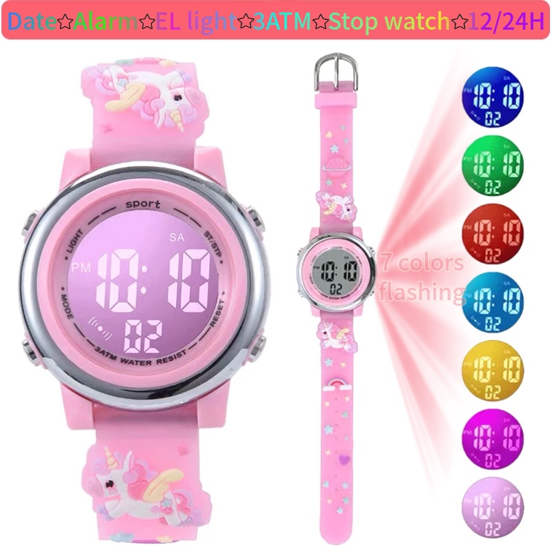 【READY STOCK】JNEW watches kids cheap watches kid watch for boy and girl Cartoon unicorn Wristband waterproof baby watch analogue watch children sports watch Slave watch student watches