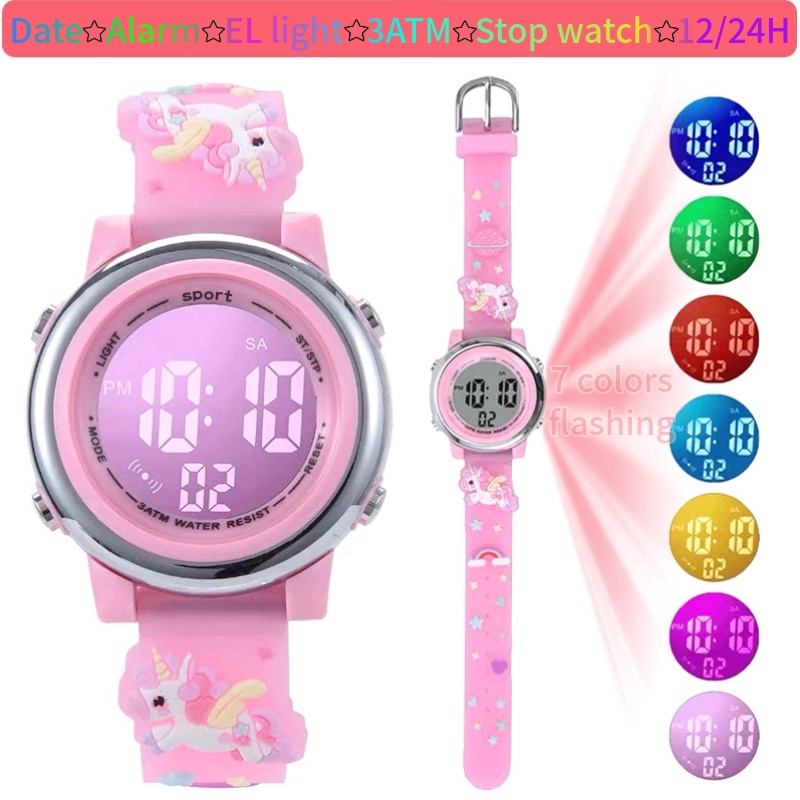 【READY STOCK】JNEW watches kids cheap watches kid watch for boy and girl Cartoon unicorn Wristband waterproof baby watch analogue watch children sports watch Slave watch student watches