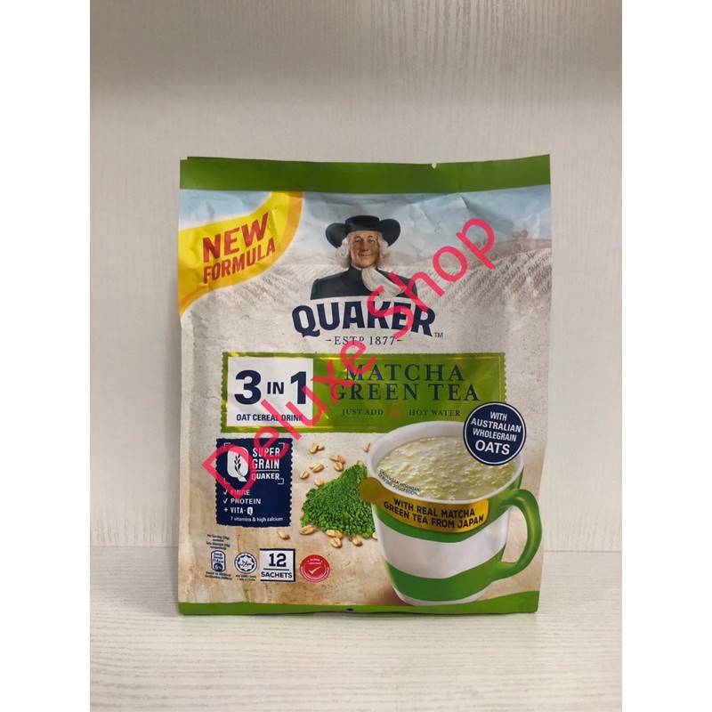 

Quaker 3 in 1 Instant Oat Cereal Drink - Matcha Green Tea 336GR (12 x 28g)